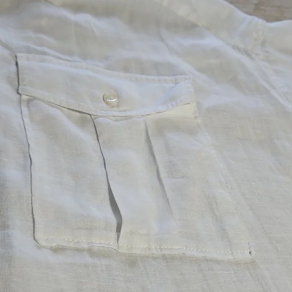ALEX MILL Utility Shirt White  100% Linen Blouse Sz L N  Pockets Academia Preppy - Picture 4 of 5